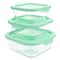 Martha Stewart Square Glass Storage Containers with Mint Lids
